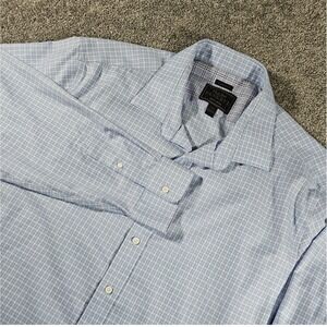 Jos. A. Bank Button-Up Mens XXL Blue Plaid Reserve Tailored Fit Cotton Shirt